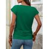 image:imageANRABESS Womens Cap Sleeve Henley Shirts V Neck Ruched Side Top 2026 Summer Dressy Work Blouse Business Casual OutfitsDeep Green