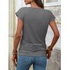 image:imageANRABESS Womens Cap Sleeve Henley Shirts V Neck Ruched Side Top 2026 Summer Dressy Work Blouse Business Casual OutfitsGrey