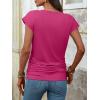 image:imageANRABESS Womens Cap Sleeve Henley Shirts V Neck Ruched Side Top 2026 Summer Dressy Work Blouse Business Casual OutfitsHot Pink
