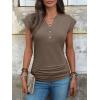 image:imageANRABESS Womens Cap Sleeve Henley Shirts V Neck Ruched Side Top 2026 Summer Dressy Work Blouse Business Casual OutfitsLight Coffee