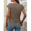 image:imageANRABESS Womens Cap Sleeve Henley Shirts V Neck Ruched Side Top 2026 Summer Dressy Work Blouse Business Casual OutfitsLight Coffee