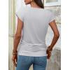 image:imageANRABESS Womens Cap Sleeve Henley Shirts V Neck Ruched Side Top 2026 Summer Dressy Work Blouse Business Casual OutfitsWhite