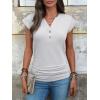 image:imageANRABESS Womens Cap Sleeve Henley Shirts V Neck Ruched Side Top 2026 Summer Dressy Work Blouse Business Casual OutfitsWhite