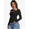 image:imageANRABESS Womens Cutout Tops Trendy Sexy Long Sleeve Shirts Ribbed Slim Fit Tee 2025 Fall Fashion Going Out Tshirts ClothesBlack