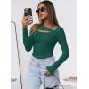 image:imageANRABESS Womens Cutout Tops Trendy Sexy Long Sleeve Shirts Ribbed Slim Fit Tee 2025 Fall Fashion Going Out Tshirts ClothesGreen