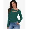 image:imageANRABESS Womens Cutout Tops Trendy Sexy Long Sleeve Shirts Ribbed Slim Fit Tee 2025 Fall Fashion Going Out Tshirts ClothesGreen