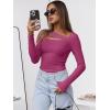 image:imageANRABESS Womens Cutout Tops Trendy Sexy Long Sleeve Shirts Ribbed Slim Fit Tee 2025 Fall Fashion Going Out Tshirts ClothesHot Pink