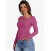image:imageANRABESS Womens Cutout Tops Trendy Sexy Long Sleeve Shirts Ribbed Slim Fit Tee 2025 Fall Fashion Going Out Tshirts ClothesHot Pink