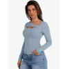 image:imageANRABESS Womens Cutout Tops Trendy Sexy Long Sleeve Shirts Ribbed Slim Fit Tee 2025 Fall Fashion Going Out Tshirts ClothesLight Blue