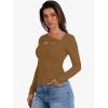 image:imageANRABESS Womens Cutout Tops Trendy Sexy Long Sleeve Shirts Ribbed Slim Fit Tee 2025 Fall Fashion Going Out Tshirts ClothesLight Brown