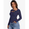 image:imageANRABESS Womens Cutout Tops Trendy Sexy Long Sleeve Shirts Ribbed Slim Fit Tee 2025 Fall Fashion Going Out Tshirts ClothesNavy Blue