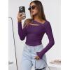 image:imageANRABESS Womens Cutout Tops Trendy Sexy Long Sleeve Shirts Ribbed Slim Fit Tee 2025 Fall Fashion Going Out Tshirts ClothesPurple