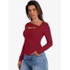 image:imageANRABESS Womens Cutout Tops Trendy Sexy Long Sleeve Shirts Ribbed Slim Fit Tee 2025 Fall Fashion Going Out Tshirts ClothesRed