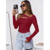 image:imageANRABESS Womens Cutout Tops Trendy Sexy Long Sleeve Shirts Ribbed Slim Fit Tee 2025 Fall Fashion Going Out Tshirts ClothesRed