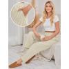 image:imageANRABESS Womens Gingham Pants  Casual Lounge Pajama Bottoms for Home Sleep Resort WearApricot White Wide Stripe