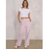 image:imageANRABESS Womens Gingham Pants  Casual Lounge Pajama Bottoms for Home Sleep Resort WearPink White Stripe