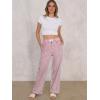 image:imageANRABESS Womens Gingham Pants  Casual Lounge Pajama Bottoms for Home Sleep Resort WearRed White Stripe