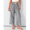 image:imageANRABESS Womens Gingham Striped Pants Palazzo amp Cropped Comfy amp Cute Lounge Pajama Plaid PJ Bottoms With PocketsBlack White Plaid
