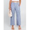 image:imageANRABESS Womens Gingham Striped Pants Palazzo amp Cropped Comfy amp Cute Lounge Pajama Plaid PJ Bottoms With PocketsBlue White Plaid