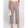 image:imageANRABESS Womens Gingham Striped Pants Palazzo amp Cropped Comfy amp Cute Lounge Pajama Plaid PJ Bottoms With PocketsBrown White Plaid