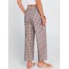 image:imageANRABESS Womens Gingham Striped Pants Palazzo amp Cropped Comfy amp Cute Lounge Pajama Plaid PJ Bottoms With PocketsBrown White Plaid