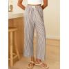 image:imageANRABESS Womens Gingham Striped Pants Palazzo amp Cropped Comfy amp Cute Lounge Pajama Plaid PJ Bottoms With PocketsBrown White Stripe