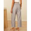 image:imageANRABESS Womens Gingham Striped Pants Palazzo amp Cropped Comfy amp Cute Lounge Pajama Plaid PJ Bottoms With PocketsBrown White Stripe