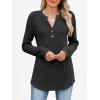 image:imageANRABESS Womens Henley Shirts Long Sleeve Tunic Tops 2025 Fall Fashion Outfits Ribbed Knit Sweaters Ladies Casual ClothesBlack
