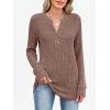 image:imageANRABESS Womens Henley Shirts Long Sleeve Tunic Tops 2025 Fall Fashion Outfits Ribbed Knit Sweaters Ladies Casual ClothesBrown