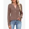 image:imageANRABESS Womens Henley Shirts Long Sleeve Tunic Tops 2025 Fall Fashion Outfits Ribbed Knit Sweaters Ladies Casual ClothesBrown