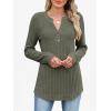 image:imageANRABESS Womens Henley Shirts Long Sleeve Tunic Tops 2025 Fall Fashion Outfits Ribbed Knit Sweaters Ladies Casual ClothesDeep Green