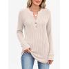 image:imageANRABESS Womens Henley Shirts Long Sleeve Tunic Tops 2025 Fall Fashion Outfits Ribbed Knit Sweaters Ladies Casual ClothesLight Khaki