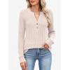 image:imageANRABESS Womens Henley Shirts Long Sleeve Tunic Tops 2025 Fall Fashion Outfits Ribbed Knit Sweaters Ladies Casual ClothesLight Khaki