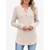 image:imageANRABESS Womens Henley Shirts Long Sleeve Tunic Tops 2025 Fall Fashion Outfits Ribbed Knit Sweaters Ladies Casual ClothesLight Khaki