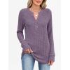 image:imageANRABESS Womens Henley Shirts Long Sleeve Tunic Tops 2025 Fall Fashion Outfits Ribbed Knit Sweaters Ladies Casual ClothesPurple