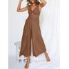 image:imageANRABESS Womens Jumpsuits Summer Linen Wide Leg Sleeveless V Neck Casual Dressy Rompers Pants 2026 Spring Vacation OutfitsBrown