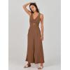 image:imageANRABESS Womens Jumpsuits Summer Linen Wide Leg Sleeveless V Neck Casual Dressy Rompers Pants 2026 Spring Vacation OutfitsBrown