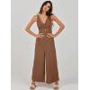 image:imageANRABESS Womens Jumpsuits Summer Linen Wide Leg Sleeveless V Neck Casual Dressy Rompers Pants 2026 Spring Vacation OutfitsBrown