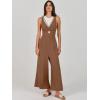 image:imageANRABESS Womens Jumpsuits Summer Linen Wide Leg Sleeveless V Neck Casual Dressy Rompers Pants 2026 Spring Vacation OutfitsBrown