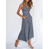 image:imageANRABESS Womens Jumpsuits Summer Linen Wide Leg Sleeveless V Neck Casual Dressy Rompers Pants 2026 Spring Vacation OutfitsDark Grey