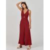 image:imageANRABESS Womens Jumpsuits Summer Linen Wide Leg Sleeveless V Neck Casual Dressy Rompers Pants 2026 Spring Vacation OutfitsDeep Red