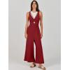 image:imageANRABESS Womens Jumpsuits Summer Linen Wide Leg Sleeveless V Neck Casual Dressy Rompers Pants 2026 Spring Vacation OutfitsDeep Red