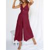 image:imageANRABESS Womens Jumpsuits Summer Linen Wide Leg Sleeveless V Neck Casual Dressy Rompers Pants 2026 Spring Vacation OutfitsFuchsia