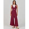 image:imageANRABESS Womens Jumpsuits Summer Linen Wide Leg Sleeveless V Neck Casual Dressy Rompers Pants 2026 Spring Vacation OutfitsFuchsia