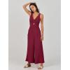 image:imageANRABESS Womens Jumpsuits Summer Linen Wide Leg Sleeveless V Neck Casual Dressy Rompers Pants 2026 Spring Vacation OutfitsFuchsia