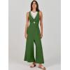 image:imageANRABESS Womens Jumpsuits Summer Linen Wide Leg Sleeveless V Neck Casual Dressy Rompers Pants 2026 Spring Vacation OutfitsGreen