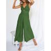 image:imageANRABESS Womens Jumpsuits Summer Linen Wide Leg Sleeveless V Neck Casual Dressy Rompers Pants 2026 Spring Vacation OutfitsGreen