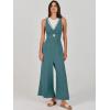 image:imageANRABESS Womens Jumpsuits Summer Linen Wide Leg Sleeveless V Neck Casual Dressy Rompers Pants 2026 Spring Vacation OutfitsLake Blue