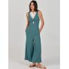 image:imageANRABESS Womens Jumpsuits Summer Linen Wide Leg Sleeveless V Neck Casual Dressy Rompers Pants 2026 Spring Vacation OutfitsLake Blue