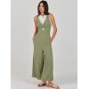 image:imageANRABESS Womens Jumpsuits Summer Linen Wide Leg Sleeveless V Neck Casual Dressy Rompers Pants 2026 Spring Vacation OutfitsOlive